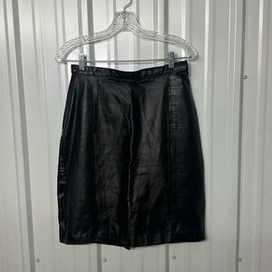 Vintage Winlit Black Leather Skirt Women 9/10| High Waisted Classic 90s Style
